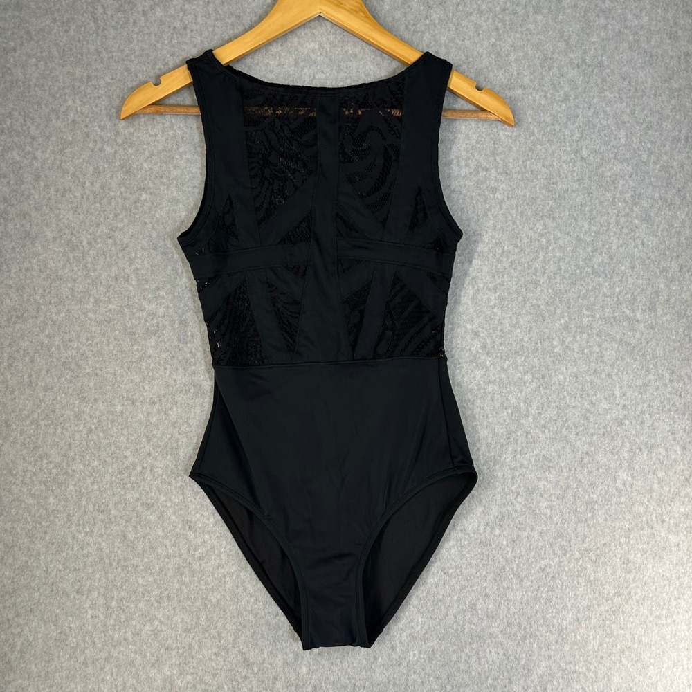 OYE Swimwear Elsa Black One Piece‎ Swimsuit Mesh Lace Cutout Sexy Size Small NWT